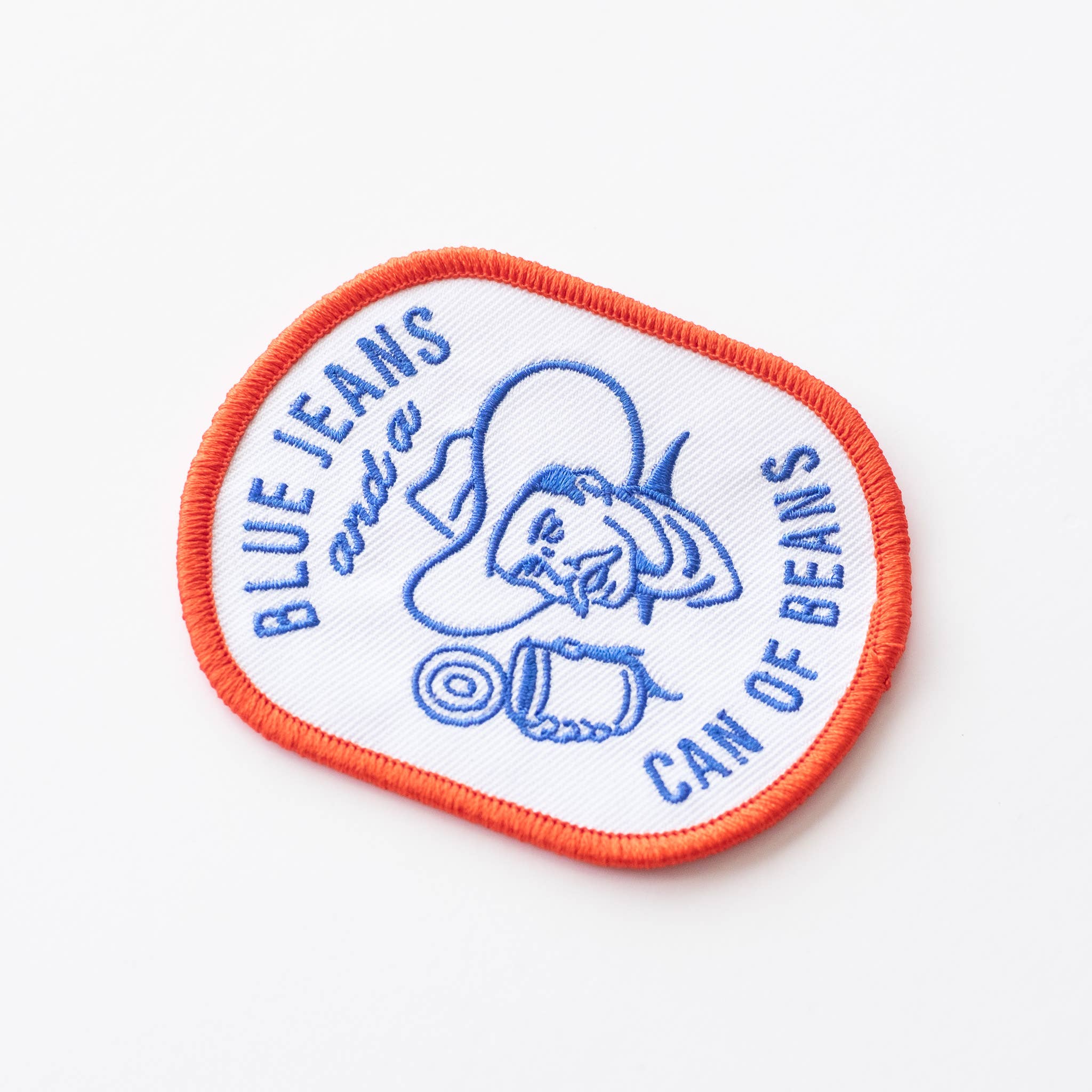 Blue Jeans and a Can of Beans Embroidered Iron on Patch: Yes