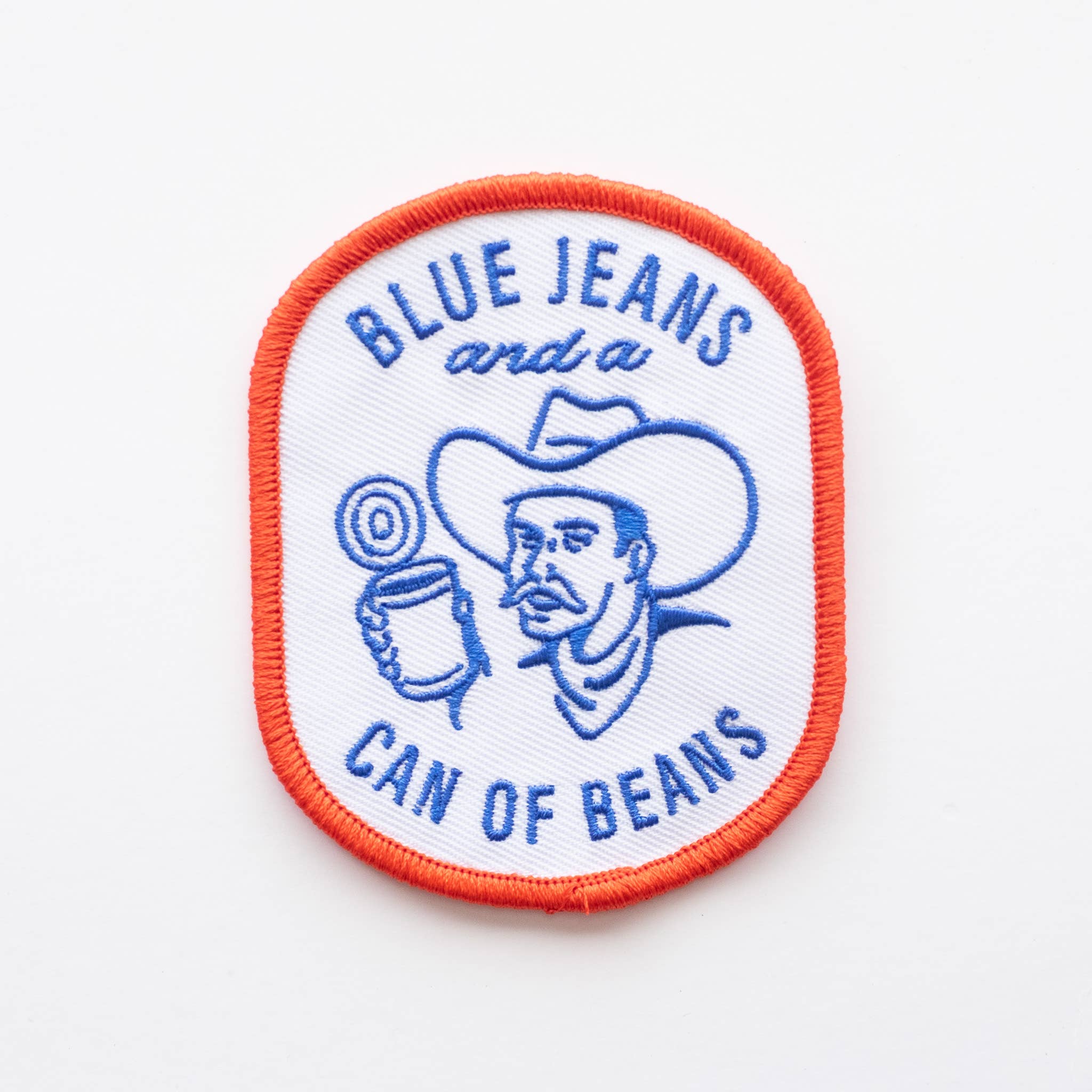 Blue Jeans and a Can of Beans Embroidered Iron on Patch: Yes