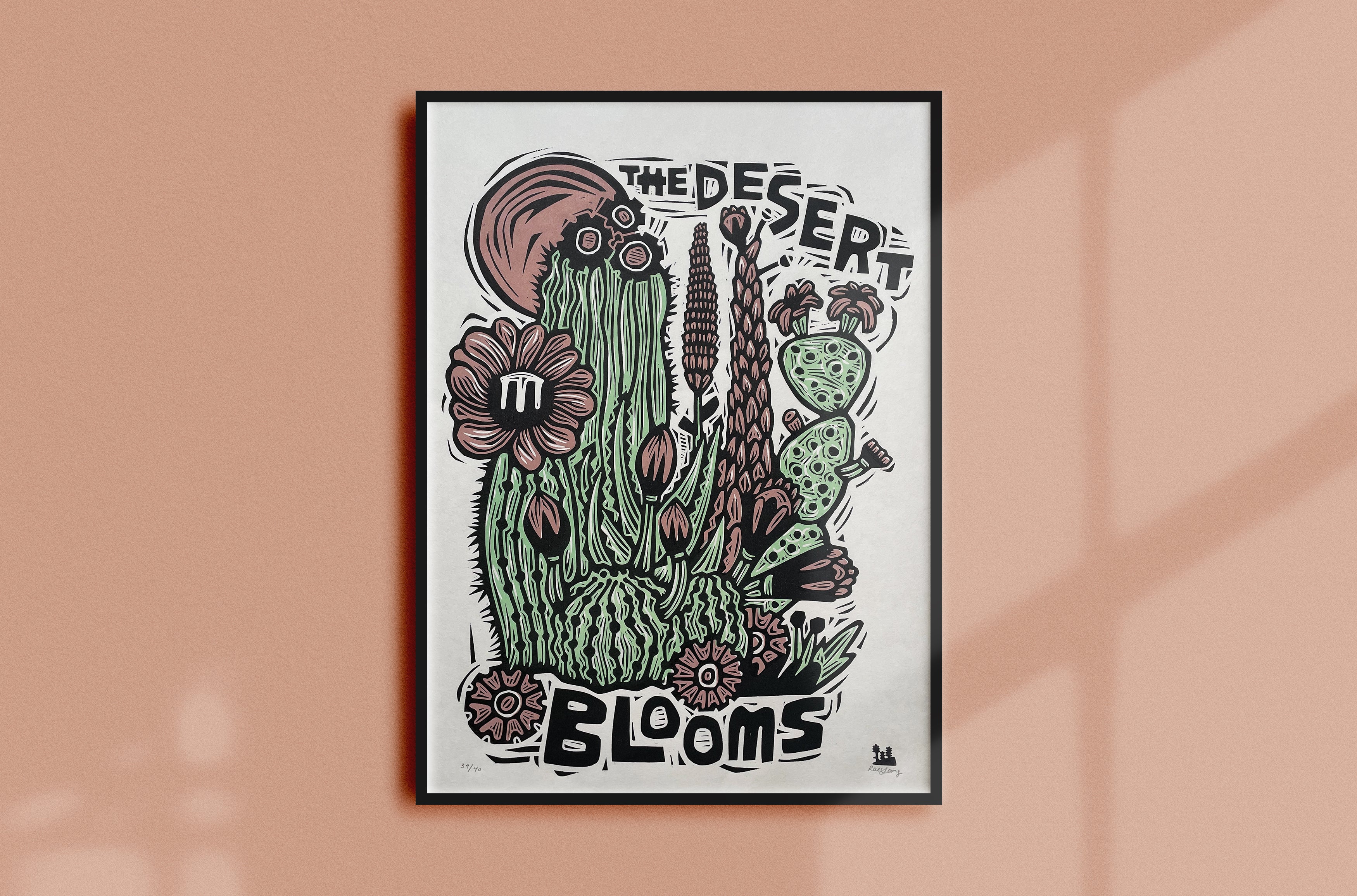 Desert Bloom Woodblock Print